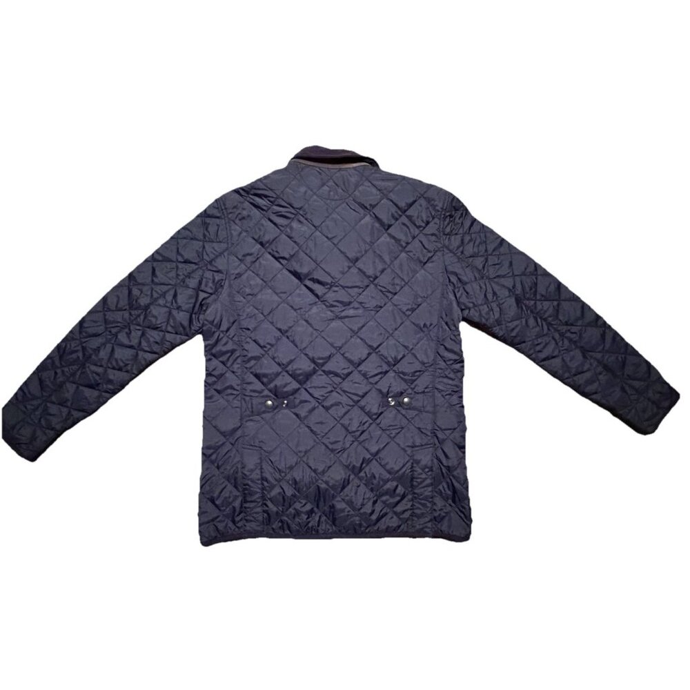 Polo Ralph Lauren Quilted Field Jacket Navy Mens M Leather Trim 44” Chest - Picture 13 of 13